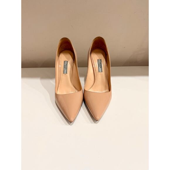 Prada Patent Leather Slip On Pointed Toe Stilettos Pumps Beige Women's EU 37.5 - Picture 2 of 6